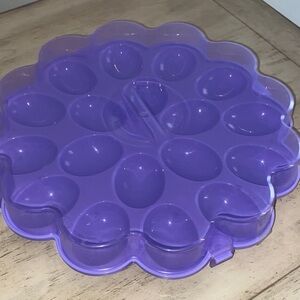 New Deviled Egg Tray with snap Lid, easy carry eggs to any event, purple